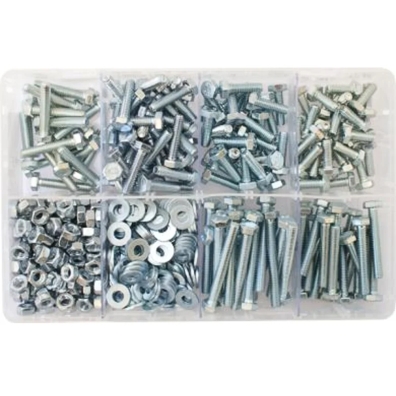 Geassorteerde doos met M6-hardware - Stelschroeven, moeren en platte ringen (150)