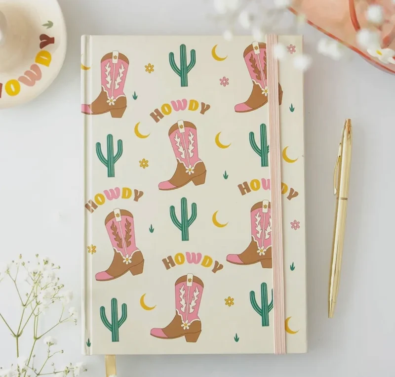 Notitieboekje met Cowboylaarzen & Stickers – Trendy Cadeau Idee