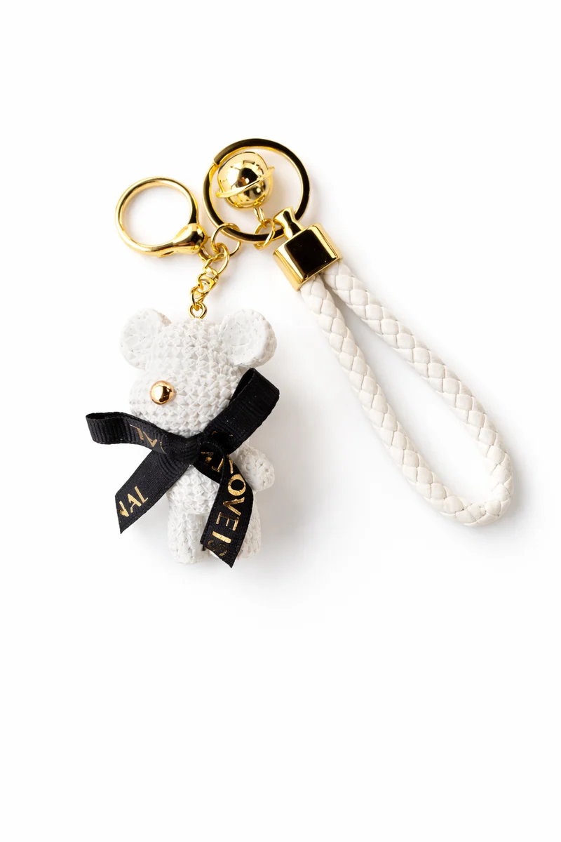 Beer Sleutelhanger Wit – Lief Cadeautje voor Sleutels of Tas