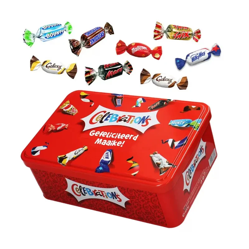 Mars Celebrations chocolademix - gepersonaliseerd cadeau - large tinnen blik - 400g