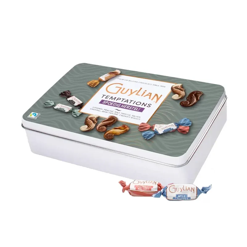 Guylian Temptations Mix - gepersonaliseerd cadeau - medium tinnen blik - 370g