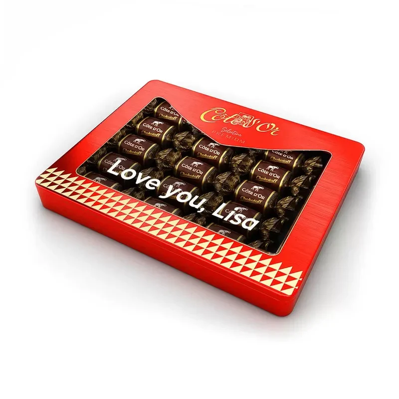 Côte d’Or Chokotoff - gepersonaliseerd cadeau - tinnen geschenkdoos met eigen opdruk - 205g