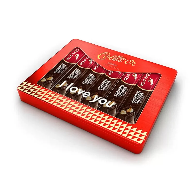 Côte d'Or pure chocolade met hele hazelnoten - gepersonaliseerd cadeau - 6 repen in tinnen geschenkdoos - 270g