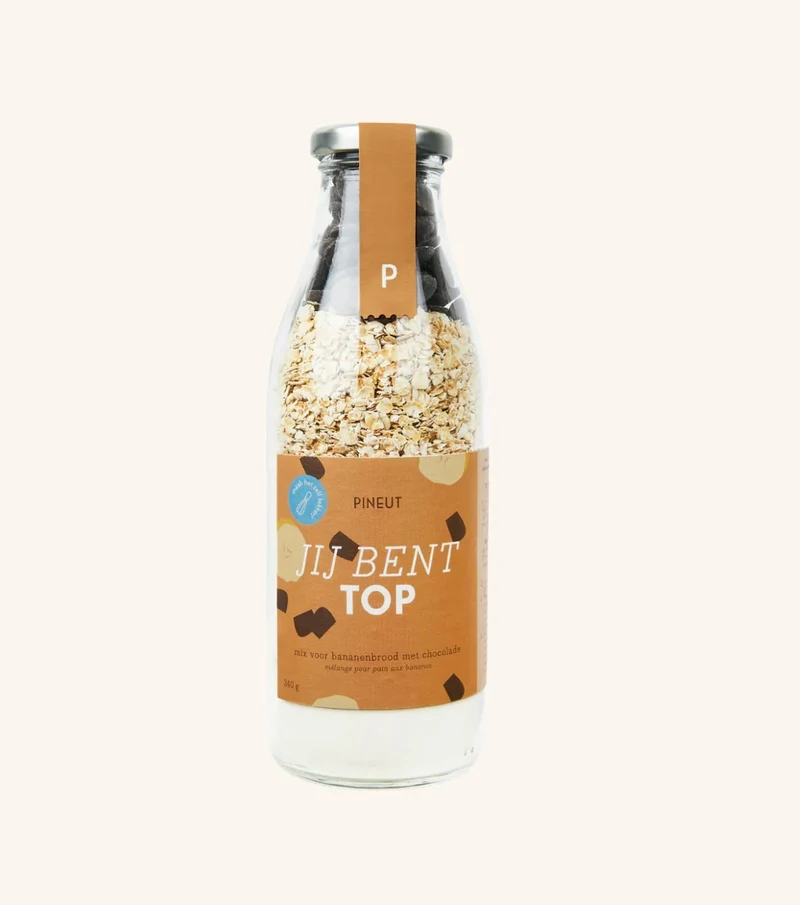 Jij bent top” bakmix bananenbrood chocola – Cadeau