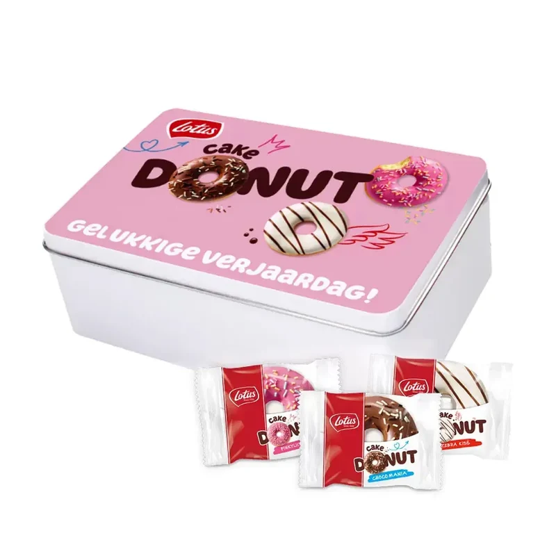 Lotus Cake Donuts collection box "Gelukkige Verjaardag!" - verjaardagscadeau - 10 stuks - 340g