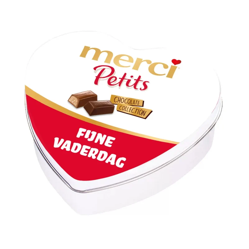 merci Petits geschenkdoos hartje "Fijne Vaderdag" - chocolade cadeau - 7 smaken - 115g