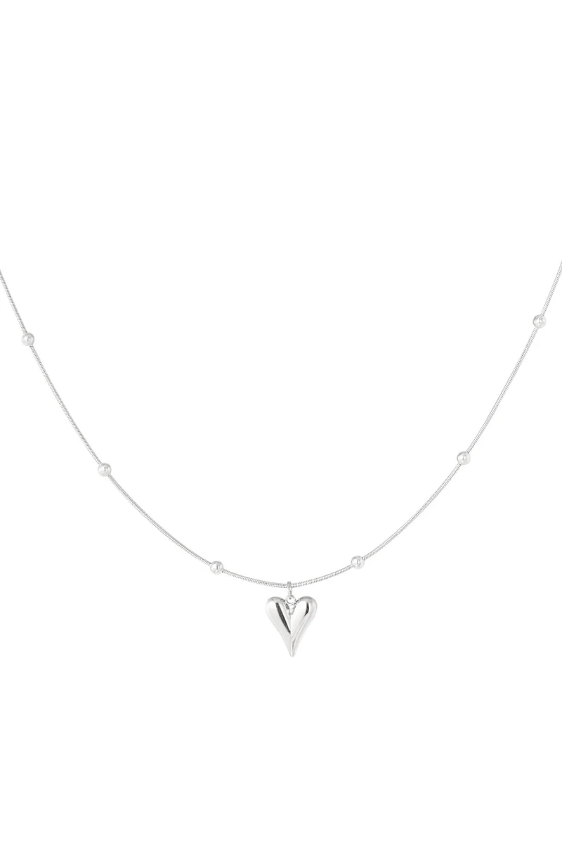 Zilver Bolletjes Ketting met Hartje – Elegant & Tijdloos Sieraad