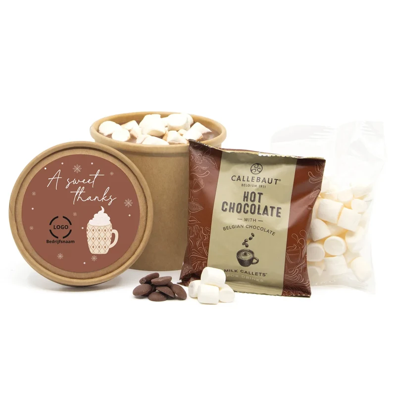 Hot Chocolate in kraftbeker met eigen etiket - Leraar