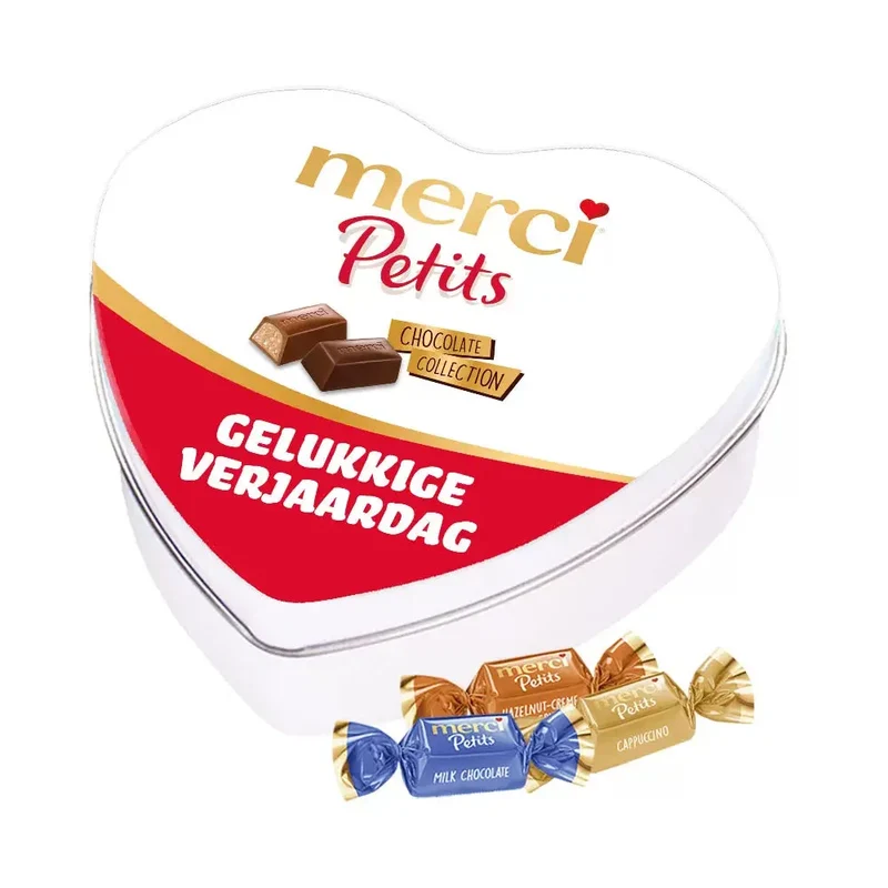 merci Petits geschenkdoos hartje "gelukkige verjaardag" - mix van smaken - 115g