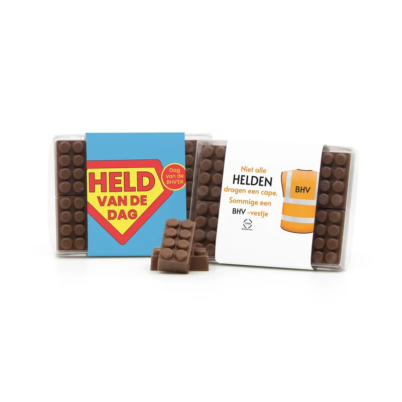 Chocolade bouwstenen met eigen sleeve - BHV