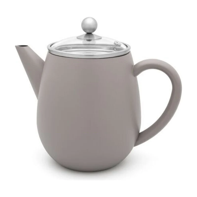 Bredemeijer Duet Eva Dubbelwandige Theepot Mat Grijs - 1,1 liter