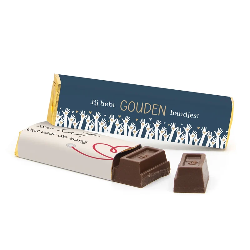 Chocoladereep 75 gram met eigen wikkel - Verpleging