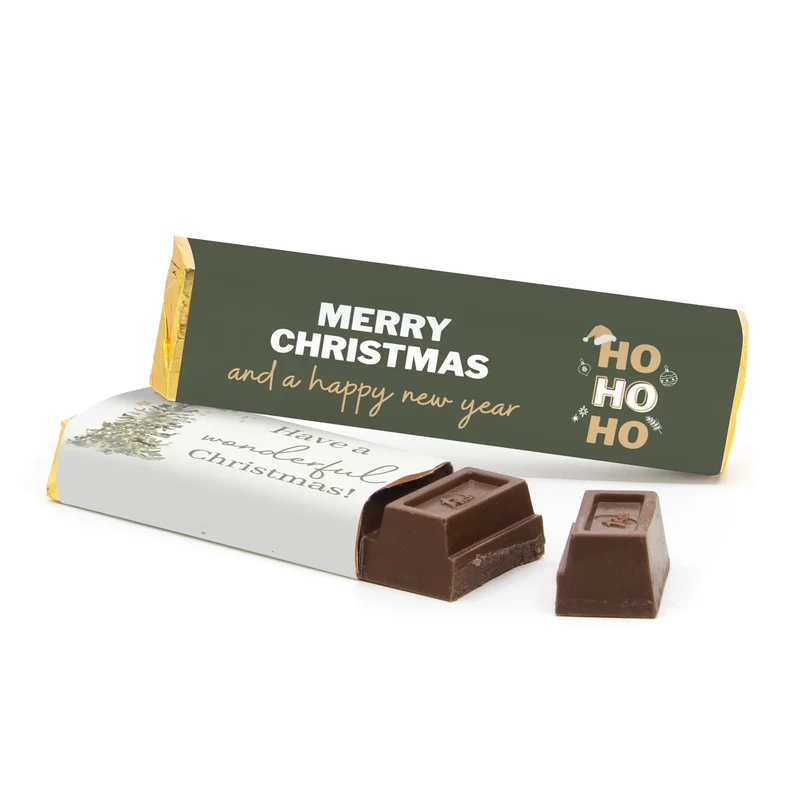 Chocoladereep 75 gram met eigen wikkel - Kerst