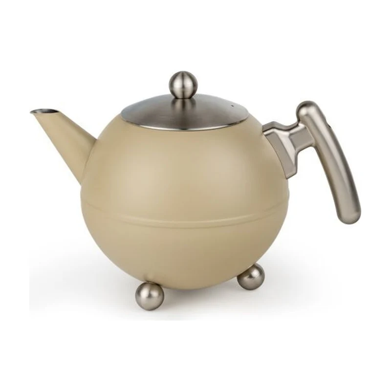 Bredemeijer Duet Bella Ronde Dubbelwandige Theepot Mat Taupe - 1,2 liter