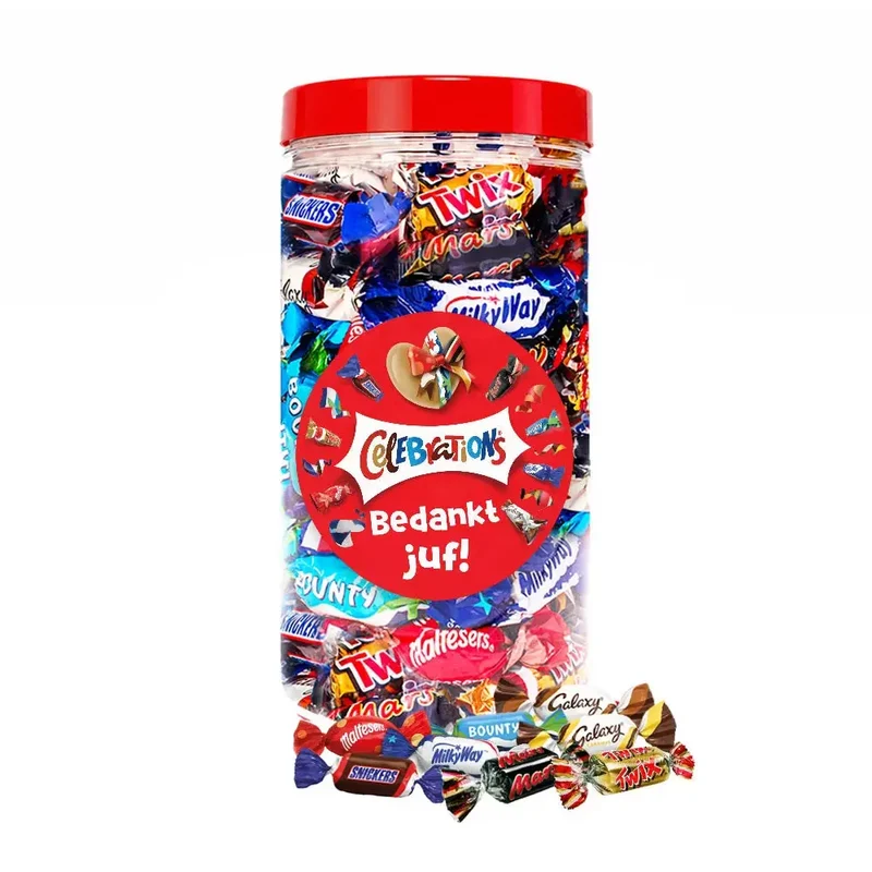 Mars Celebrations chocolademix "Bedankt juf!" - cadeau voor juf - 580g