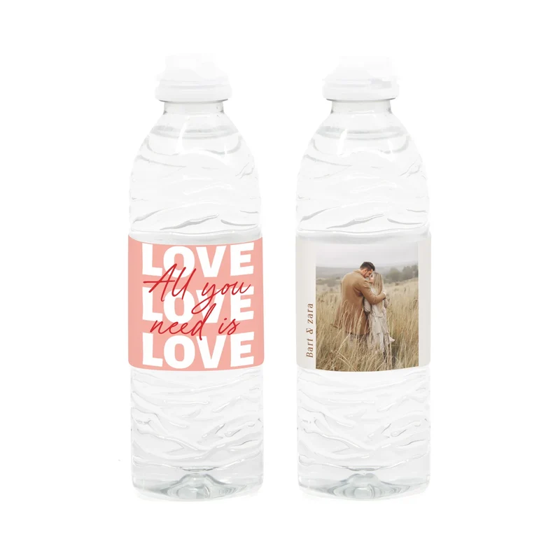 Flesje (kater)water met eigen wikkel - Trouwen