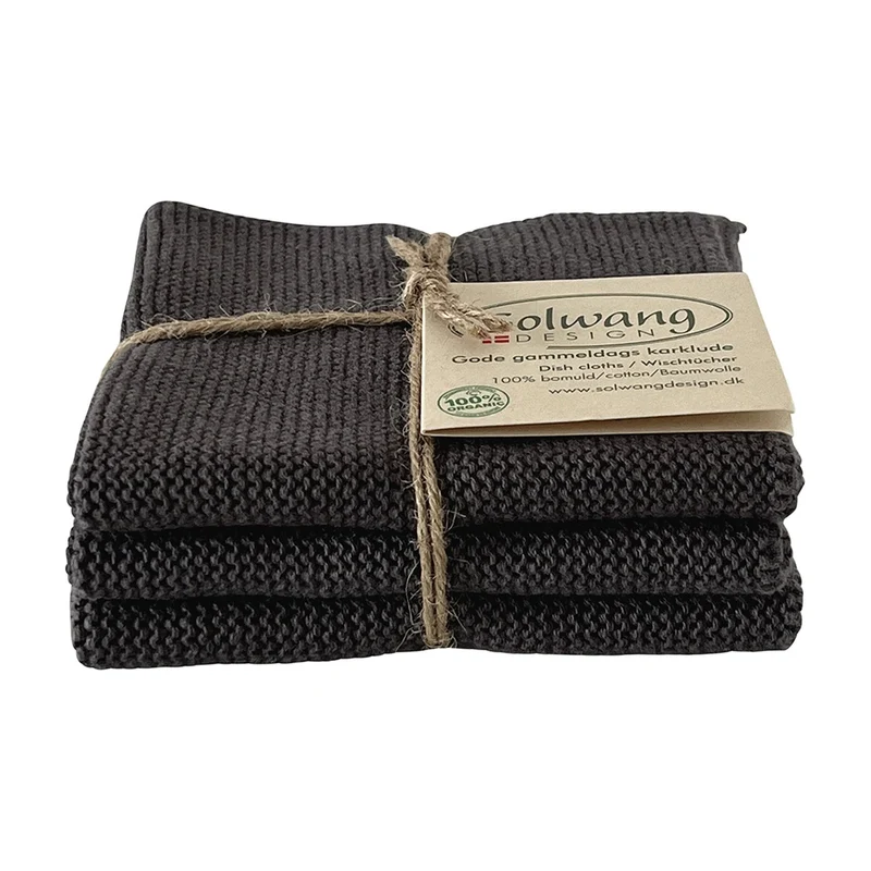 Solwang Design Vaatdoekjes set van 3 - Donker Staalgrijs