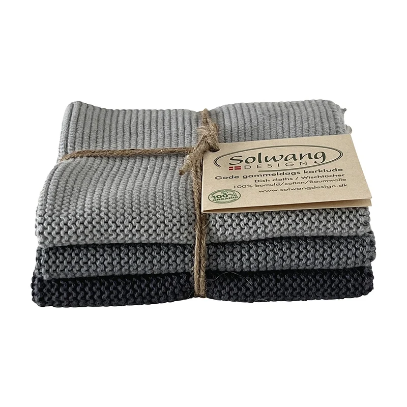 Solwang Design Vaatdoekjes set van 3 - Stormy Grijs Combi