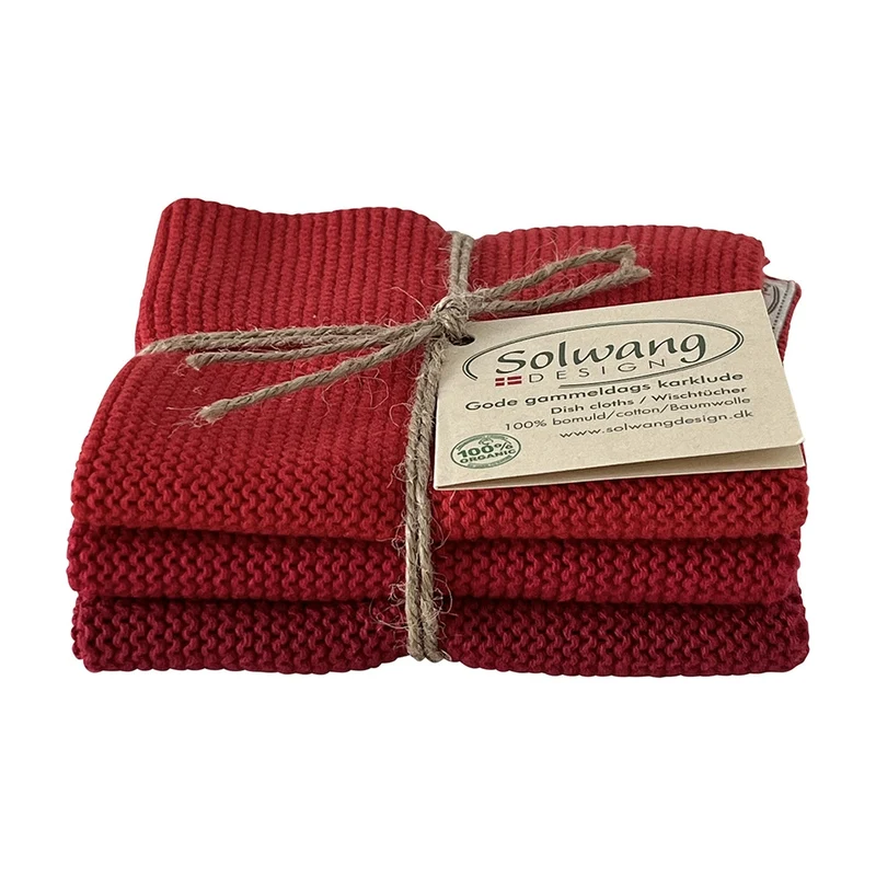 Solwang Design Vaatdoekjes set van 3 - Rood Combi