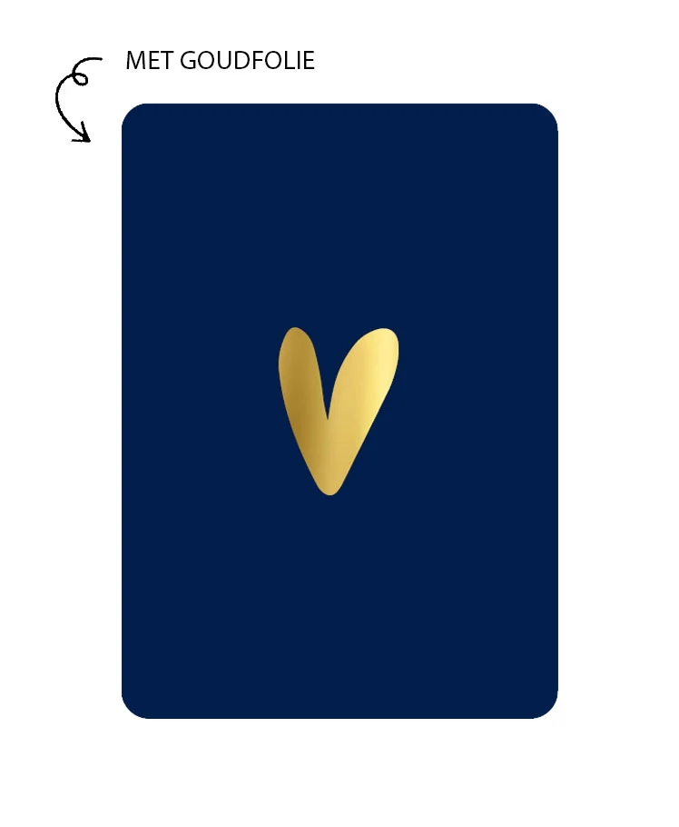 Kaart Gouden Hartje - Donkerblauw