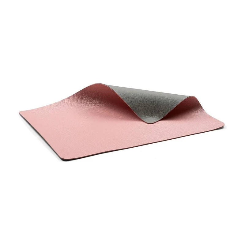 Bitz Leatherlook Placemats 4 stuks - Roze/Grijs