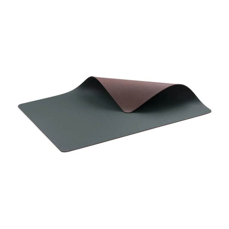 Bitz Leatherlook Placemats 4 stuks - Donkergroen/Bruin