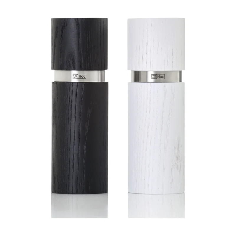 AdHoc Textura Peper- en Zoutmolen Zwart en Wit - 15 cm