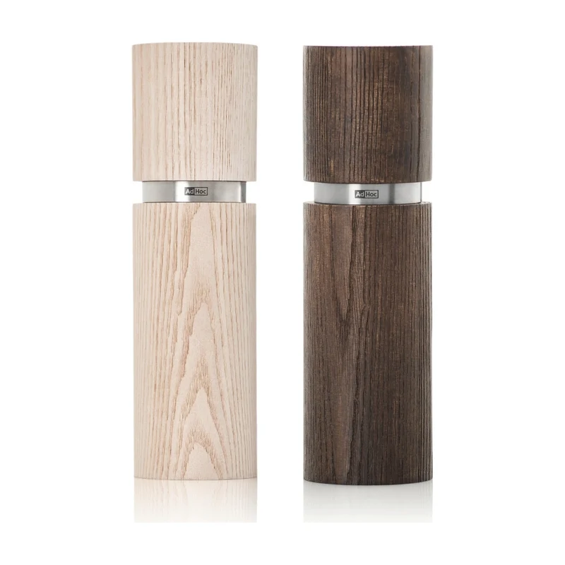 AdHoc Textura Peper- en Zoutmolen Bruin en Wit - 15 cm