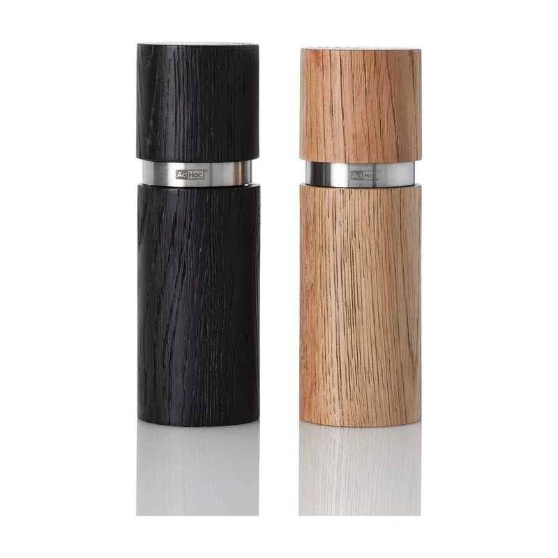 AdHoc Textura Peper- en Zoutmolen Zwart en Blank Hout - 15 cm