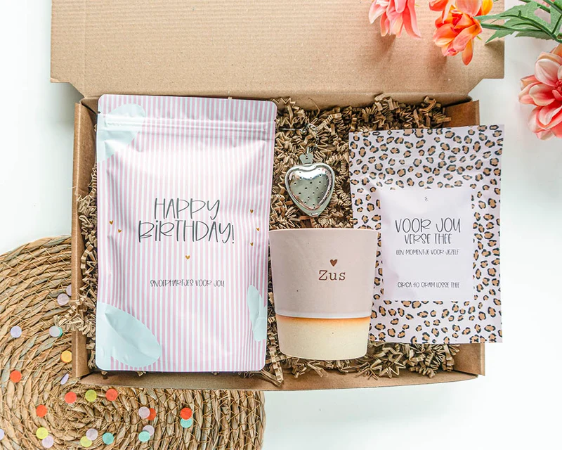 Cadeaupakket - Verjaardagscadeau Voor Haar - Roze Theefeestje