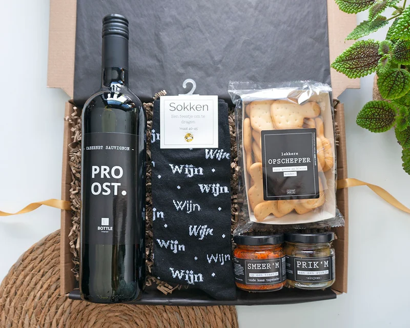 Cadeaupakket - Cadeau Man - Wijn Borrelpakket