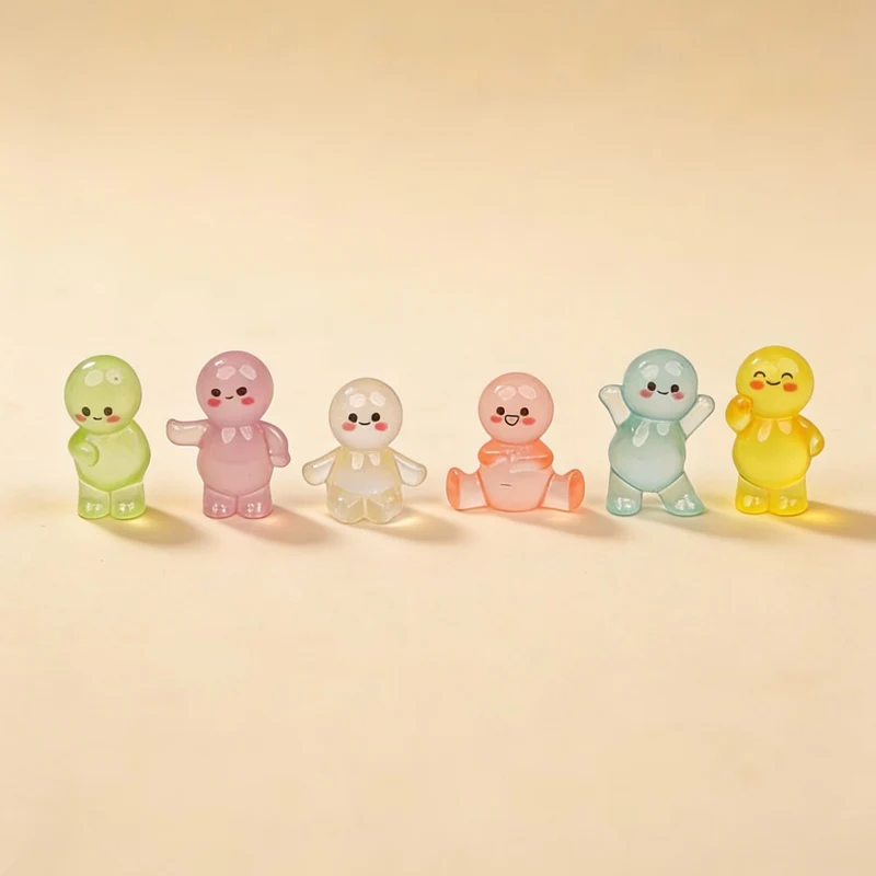 Lichtvriendjes - Decoratieve miniatuur figuren - Glow in the dark - 6 stuks - ↑ 3 cm