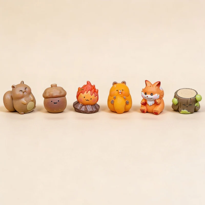 Forest Friends - Decoratieve miniatuur figuren - Herfst thema - 6 stuks - ↑ 1 - 3 cm