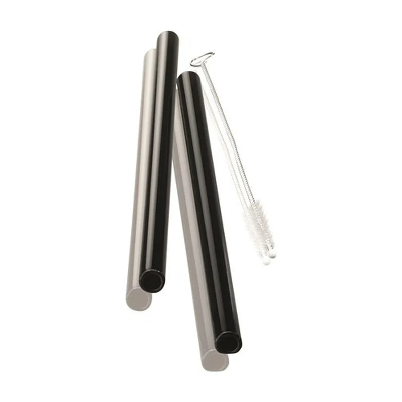 GEFU Glazen Rietjes Future Zwart 4 stuks - 18 cm
