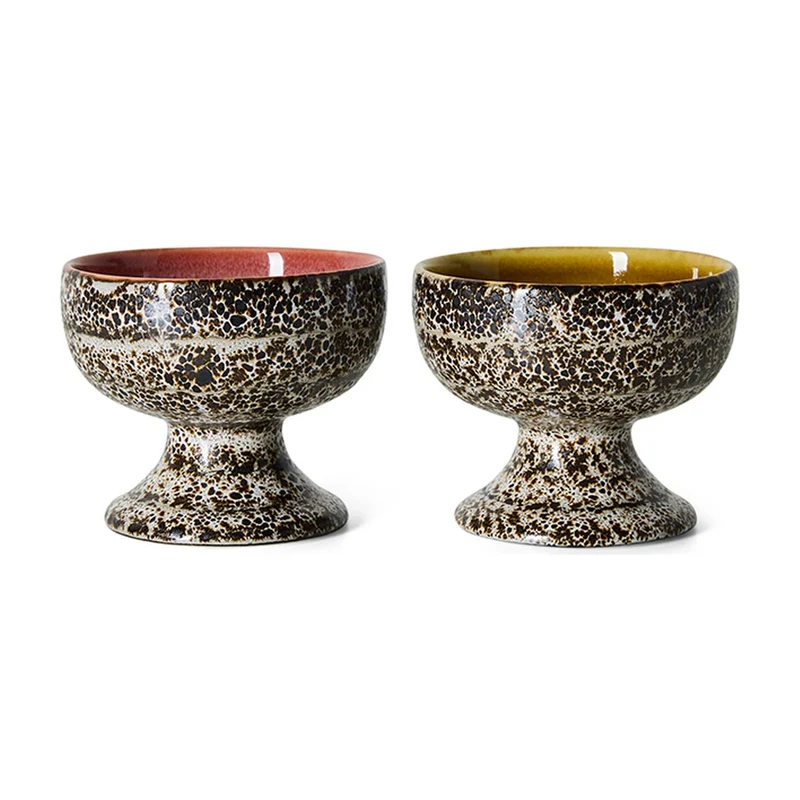 HKLiving 70's Medium Coupes set van 2 - Brew