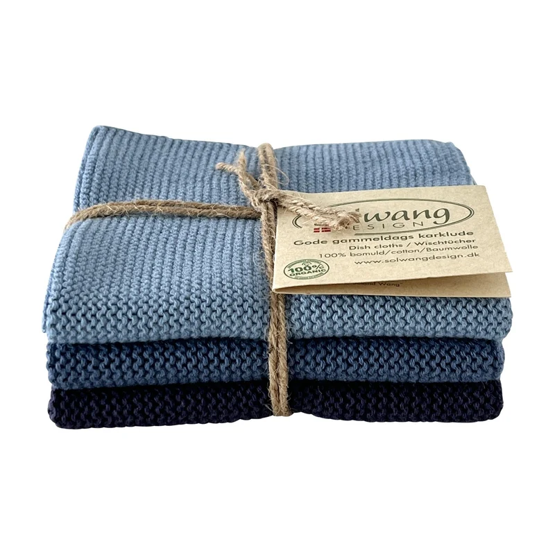 Solwang Design Vaatdoekjes set van 3 - Dusty Blauw Combi
