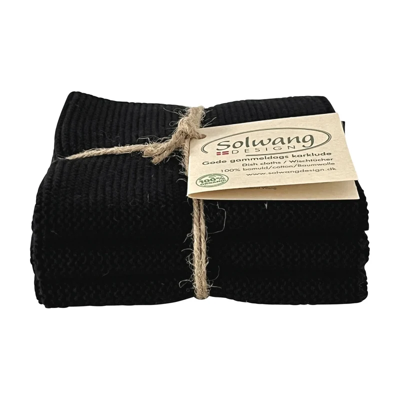 Solwang Design Vaatdoekjes set van 3 - Zwart