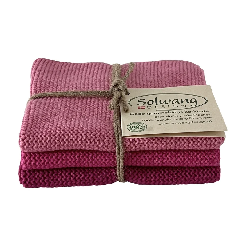 Solwang Design Vaatdoekjes set van 3 - Pink Combi