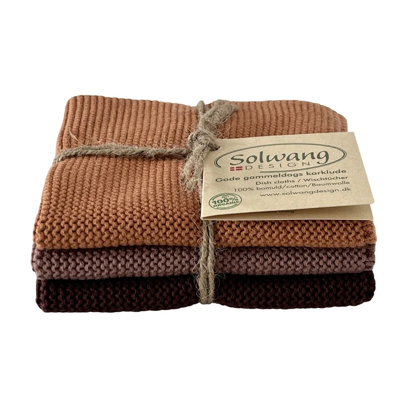 Solwang Design Vaatdoekjes set van 3 - Chocolade combi