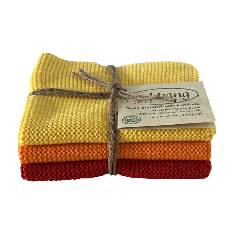 Solwang Design Vaatdoekjes set van 3 - Geel/Oranje/Rood