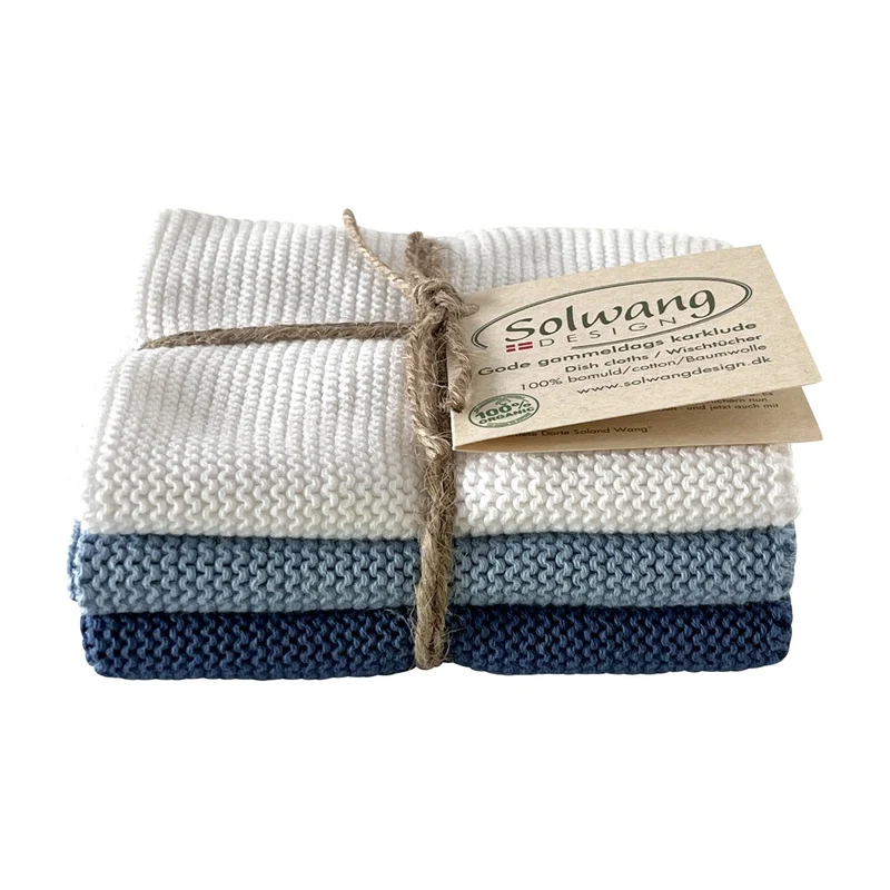 Solwang Design Vaatdoekjes set van 3 - Wit/Blauw