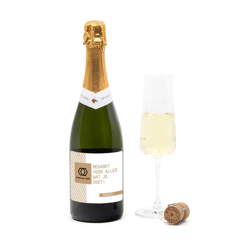 Luxe fles cava met persoonlijk etiket - Zakelijk