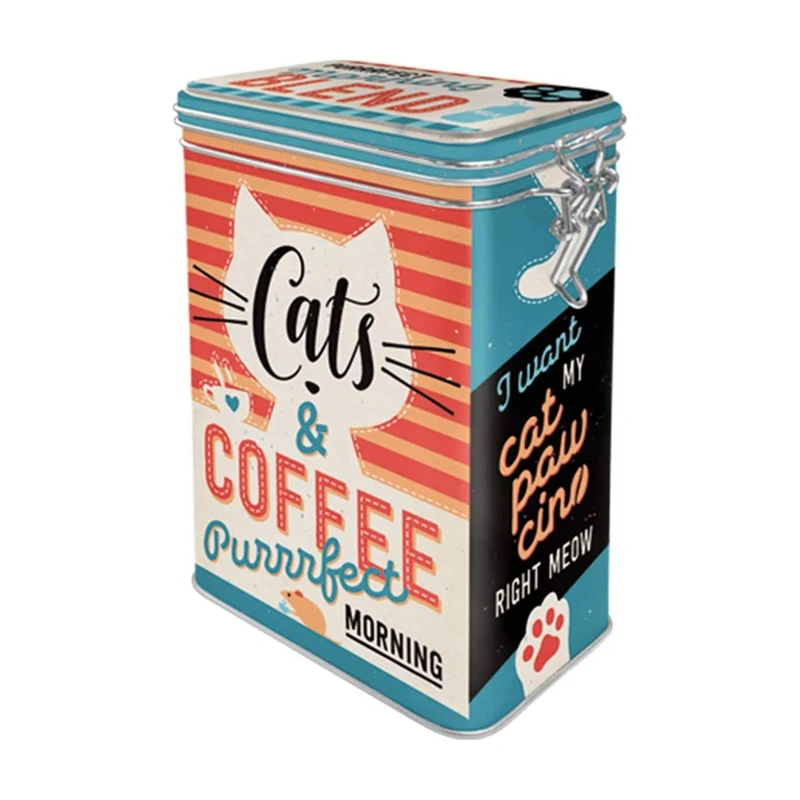 Nostalgic Art Blik met Klip - Cats & Coffee