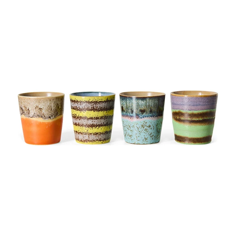HKLiving 70's Koffiemokken set van 4 - Funky