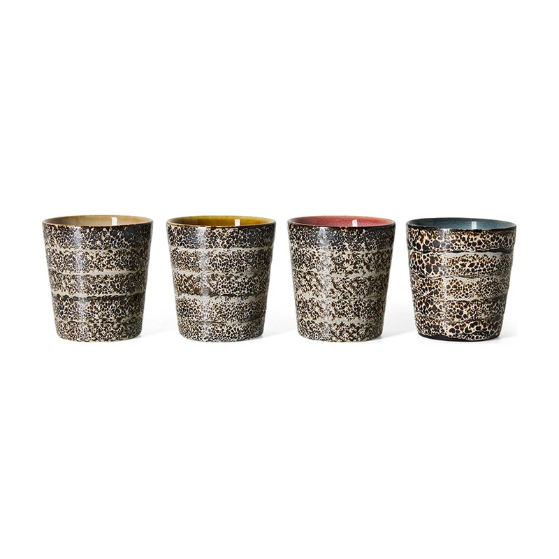 HKLiving 70's Koffiemokken set van 4 - Brew