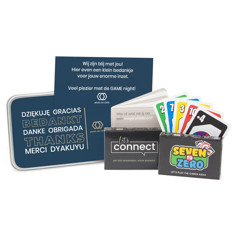 Let's Connect en Seven to Zero spel in blik met etiket - Zakelijk