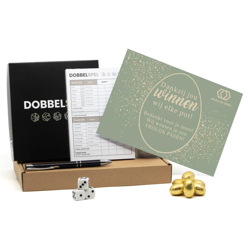Dobbelspel met paaseitjes in doosje - Pasen