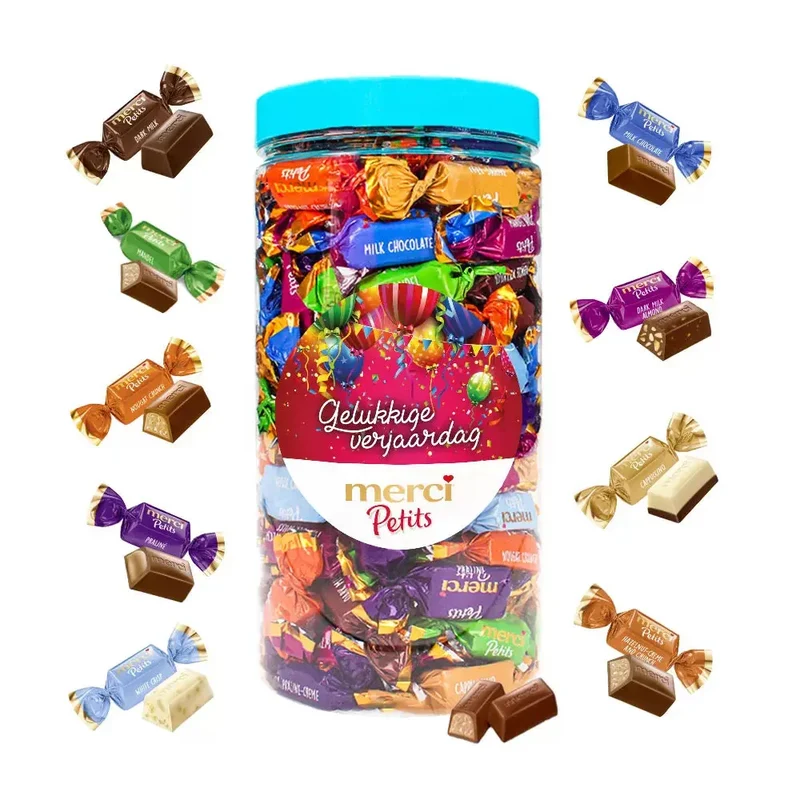 merci Petits chocolade - "Gelukkige verjaardag" (design 2) - 700g