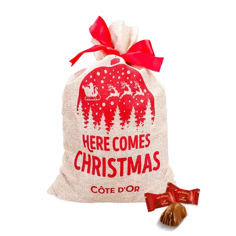 Côte d'Or chocolade kerstcadeau in jute zak - Mini Bouchée - 1500g
