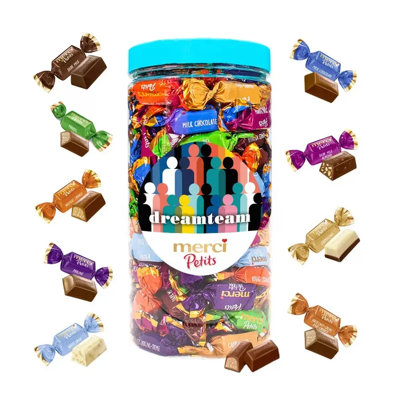 merci Petits chocolade "Dreamteam" - chocolade cadeau - bokaal - 700g
